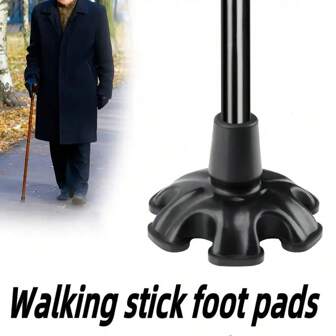 1 Piece Rubber Cane Tip, 6-Point Support Portable, Self-Standing Cane Tip, Universal Folding Cane Accessory
