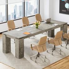 Tribesigns 7 Ft Extra Long Conference Table, 86-Inch Office Meeting Room Table, Modern Industrial Rectangle Gray Seminar Desk For 8 - 灰色 - 查看 1