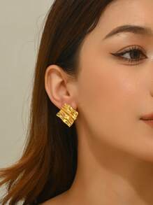 VceTd 一对时尚几何不锈钢耳钉，适合都市职业女性通勤佩戴 - FYD6068 - 查看 12