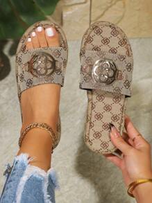Women's Fashion Outdoor Slip-On Sandals, Thick Sole Anti-Slip Lightweight Embroidered Slippers