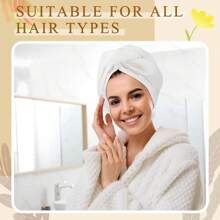 Serviette de bain jetable pour femmes à séchage rapide et absorbante - Bandeau turban super absorbant, convient aux cheveux longs, bouclés et épais. Essentiel pour la maison et les voyages, conception anti-frisottis, facile à enrouler les cheveux, séchage rapide, convient à tous les types de cheveux, taille de voyage portable, indispensable pour la plage, indispensable pour la rentrée scolaire - Blanc - Voir 7