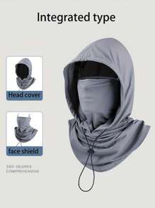 1 pièce Cagoule de protection solaire en soie de glace unisexe - Cache-visage complet résistant aux UV pour le cyclisme - Écharpe tube respirante, sans couture et réglable au cou avec cordon de serrage, couvre-chef pour moto, vélo, pêche avec oreilles pendantes, masque solaire pour femmes, capuche de cyclisme pour hommes