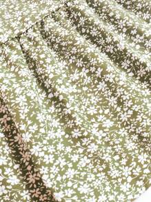 碎花层叠荷叶边弹力腰度假半身裙 春季 - 卡其色 - 查看 5