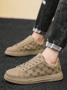 Zapatillas deportivas casuales de estilo de moda para hombres con estampado floral aleatorio y bloques de color, livianas de corte bajo con puntera redonda y cordones, para parejas y adolescentes que practican skate