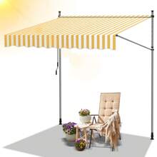 Sonnewelt Toldo de sujeción para balcón, toldo retráctil de poliéster, toldo con manivela de acero regulable en altura, resistente a los rayos UV, instalación sin taladrar para balcón, jardín, terraza beige