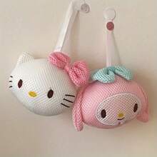 Sanrio Sanrio Hello Kitty badpuff: zacht, luxe net, rugreiniger, verbeterde bubbelverspreiding, perfect voor een luxe badervaring. Badkamerinrichting voor thuis, zomer.