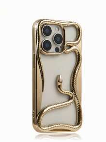 Ốp lưng mềm mạ điện mờ thiết kế hình rắn rỗng sáng tạo tương thích với Apple iPhone 16 Pro Max / 16 Pro / 16, Năm con rắn iPhone 15 mới, tản nhiệt tương thích với iPhone 14/13/12/11, ốp lưng chống sốc cho các cặp đôi chống nước chống rơi chống trầy xước - Vàng - Xem 4