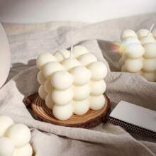 1pc Silicone Bubble Candle Mold - Cube Bubbles Design For, Soap, & Crafting Mold - White - View 2