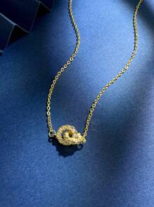 Newsoul 1pc 925 Sterling Silver Cubic Zirconia Rainbow Pattern Necklace, Elegant Anniversary Gift For Girlfriend - Gold - View 4