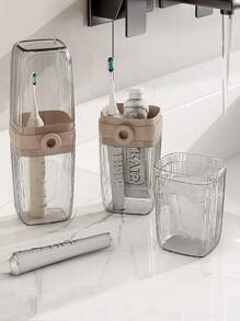 3M 1 Set Portable Travel Soap Dish And Toothbrush Holder - Plastic, Oval Shape, Essential For Camping, Gym, Bathroom Accessories