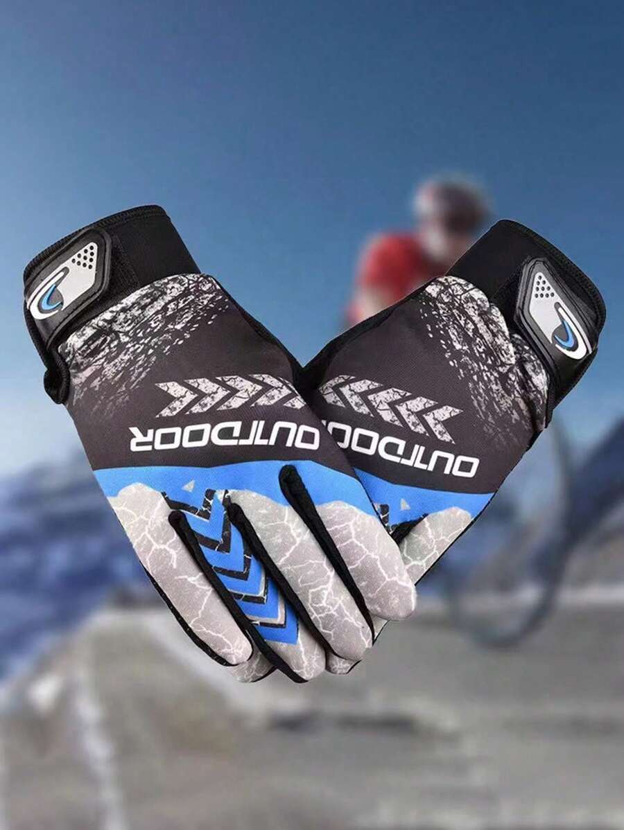 1 双骑行手套，兼容触摸屏，轻便，透气，防滑，适合骑摩托车和自行车 - 彩色 - 查看 1