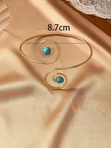 1pc Geometric Spiral Pendant Open Cuff Bracelet, Chic Fashion Accessory For Women, Suitable For Vacation Outfits