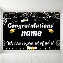 Customizable Personalized Black And Gold 2025 Graduation Backdrop Banner Class Of 2025 With Congratulations Graduation Party Theme Customizable Name Happy Graduation Perfect For 2025 Graduation Party Decorations,Multi-Functional, Anti-Mold,Ornamental,Reusable,Cute,Stylish,Adorable,High-Quality,Colorful,Custom,Unique,Personalized,Ideal Gifts For Him,Ideal Gifts For Her,Her,Boyfriend,Girlfriend,Dad,Mom,Family,Friends,Son,Daughter,Kids,Kitchen,Dining Room,Bedroom,Office,Living Room,Home,Garden,Tea Room,For Anniversaries,For Birthdays,For Housewarming,For Graduation,For Weddings,For Mother's Day,For Father's Day,For Children's Day,For Valentine's Day - White - View 3