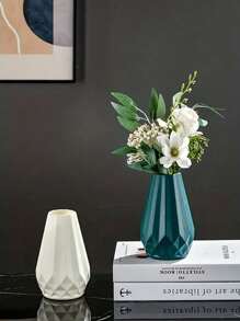 1pc Plastic Vase Scandinavian Color Vase Wet And Dry Flower Arrangement Container Decorative Planter Crafts Imitation Glaze Drop Resistant Living Room Drop-Proof Vase Decorative, Creative Minimalist Fresh And Simple Floral Vase , Home Decoration Ornaments Gifts Birthday Graduation