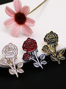 1 pieza Broche elegante con forma de rosa de aleación, accesorio versátil de alta gama, regalo festivo