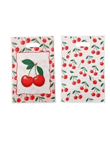 30 pièces Sacs cadeaux à motif d'impression de cerises, sacs fourre-tout en verre plastique, sacs d'emballage cadeaux style rustique à motif de cerises, fournitures de décoration pour anniversaire, fête de famille, articles de fête, fournitures d'emballage cadeaux, sacs d'emballage cadeaux amusants