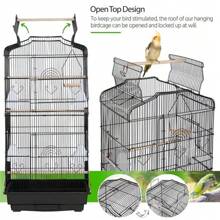 Budgie Cage Metal Parrot Bird Cage Open Top Bird Aviary For Cockatiels Canaries - Black - View 1
