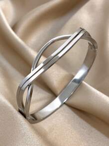 1 件多色双面手链简约不锈钢手镯适合日常派对珠宝生日圣诞节情人节礼物