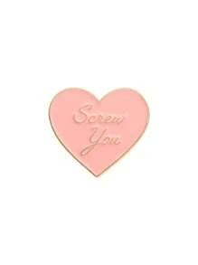 1pc Pink Heart Series Letter English Brooch, Minimalist Versatile Metal Gift Badge - Pink - View 10