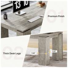 Tribesigns 7 Ft Extra Long Conference Table, 86-Inch Office Meeting Room Table, Modern Industrial Rectangle Gray Seminar Desk For 8 - 灰色 - 查看 8