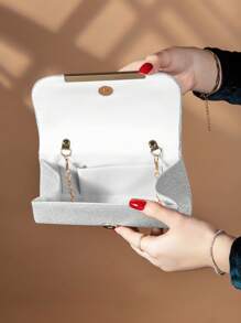 Elegant Mini Clutch Bags For Women, Shiny Envelope Bags, Metallic Evening Bags, Dress Handbags And Wallets For Women,Party Bag Perfect For Party Wedding - Silver - View 5