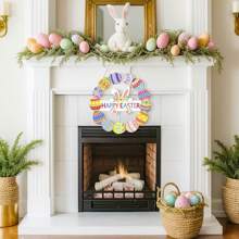 Osterdekoration Türkranz für Eingangstür, Wandschilder, Hasendekoration für den Frühling, Cut Out Hasenzeichen, Blume Ei Willkommen Hängen für Heim Wanddekoration, Party, drinnen und Outdoor, fröhliche Ostern