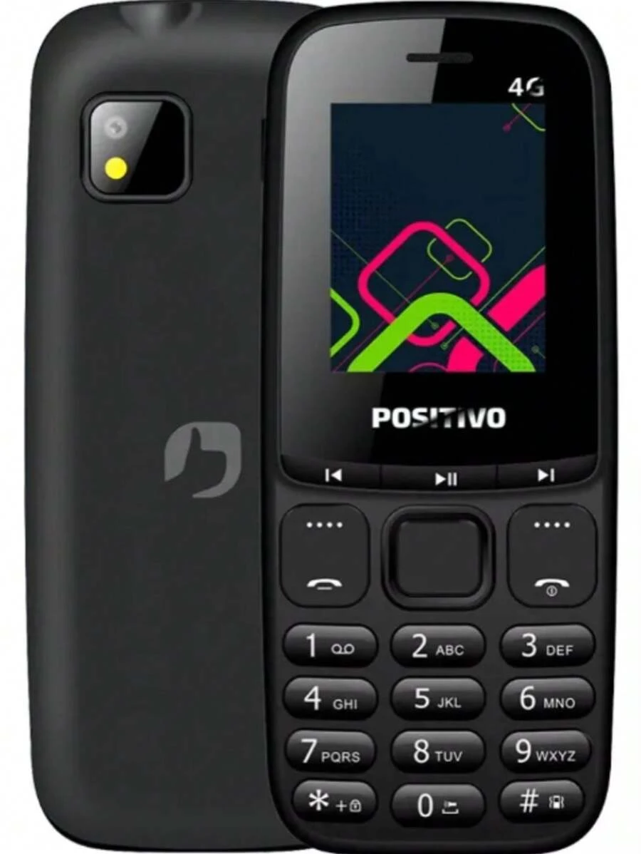 Positivo P26 4G Dual Chip Cell Phone, 1.8" Screen, 32MB RAM, Black Color, 4G Signal (For Seniors) - 黑色 - 查看 1