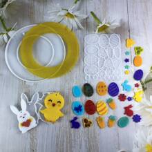 1 套复活节兔子和彩蛋花环悬挂硅胶模具 - X0112 - 查看 7