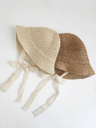 Adjustable Children Lace-Up Straw Hat, Suitable For All Seasons Sun Ion, Creative Woven Hat