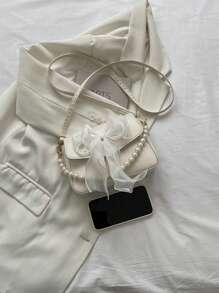 1 Piece Of Bow Silk Scarf Decoration Bag Girls Crossbody Bag - White - View 4