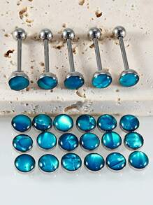 1PC Stainless Steel Shell Tongue Barbell Ring For Women Silvery Mix Color Shell Tongue Ring Piercing Jewelry - Steel - View 8