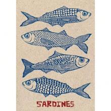 1pc Colorful Sardine Lobsters Crabs Fish Marine Animals Canvas Paintings Kitchen Living Room Home Decoration No Frame