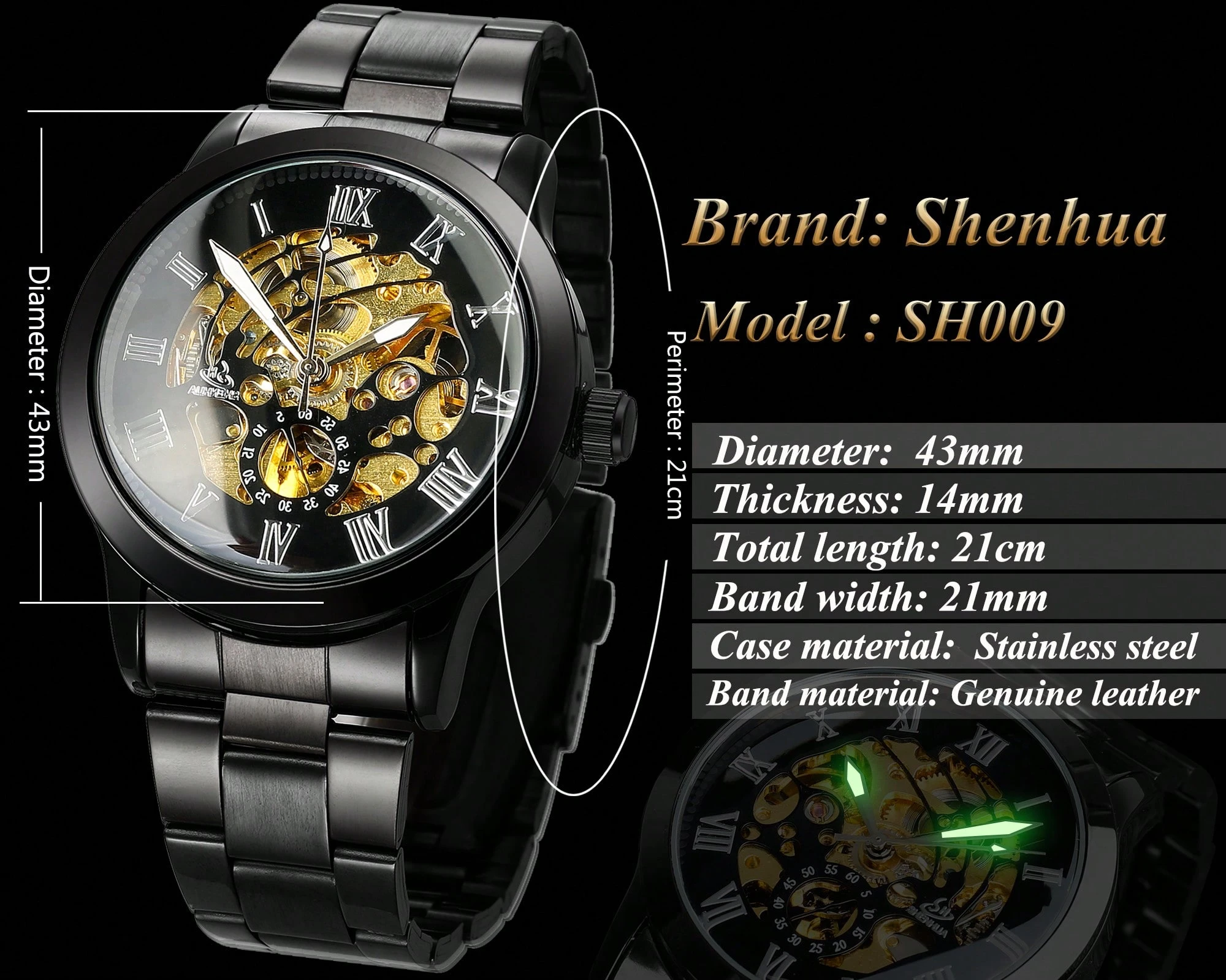 FORSINING Orologio Meccanico Uomo Automatico Con Cinturino In Pelle E Quadrato Scheletrato