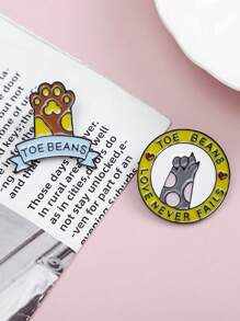 2pcs/Set Cute Cat Paw Brooch, Cartoon Animal Pet Couple Backpack Decoration Pendant, Adorable Cat Summer School Style Accessory