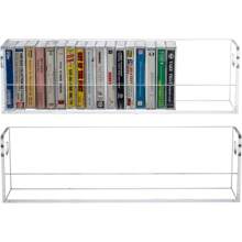 MyGift Modern Premium Clear Acrylic Compact Cassettes Holder With Cutout Carrying Handles, Retro Audio Cassette Media Deck Tapes Storage Crate Display Rack