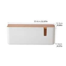 大型电线管理盒，带木盖、塑料7孔和4孔插座适配器条、宽敞的电线整理器、插座盖，适用于家庭和办公室使用 - 可隐藏在桌子下或地板上 - 彩色 - 查看 11