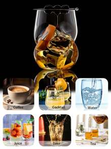 1个/4个 550毫升/19.35盎司 咖啡杯、鸡尾酒杯、扭纹玻璃杯、创意玻璃杯、拇指形玻璃杯、饮用玻璃杯 - 彩色 - 查看 10