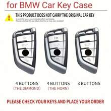 新款宝马汽车智能钥匙保护套，适用于 3/4 按钮，适用于宝马 3 系、5 系、7 系、6 系、X1、X2、X3、X4、X5、X6、X7 智能钥匙扣