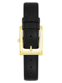 Anne Klein 女士金色长方形表壳石英表，黑色皮表带，优雅休闲模拟腕表，浅香槟色表盘，可调节表带，AK/2706CHBK - 金色 - 查看 8