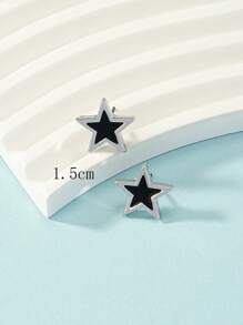1 Pair Minimalist Fashion Star Shaped Stud Earrings, Suitable For Daily Wear And Parties
