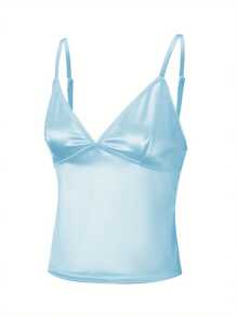 Women's Satin Camisole Vest - Blue - View 3