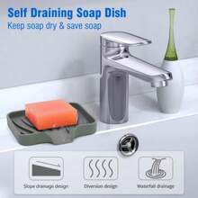 1-Pack Silicone Drain Soap BoxBathroom Anti-Slip Sink Tray Creative Washing Table Soap Tray Free Punch Drain Rack
