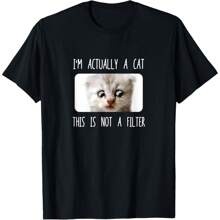 I'm Not A Cat, Sarcastic Funny Cat Filter Meme Zoom Call T-Shirt - Black - View 1