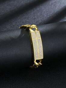 1 件欧洲和美国嘻哈珠宝锆石项链 10 毫米光滑链条，男士嘻哈骑行者链条项链，几何手链 - 鑲鑽款 - 查看 7