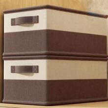 1pc Comforter Storage Box, Clothes Organizer Box, Home Compartment Storage, Wardrobe Layered Foldable Storage Basket - Brown - View 2