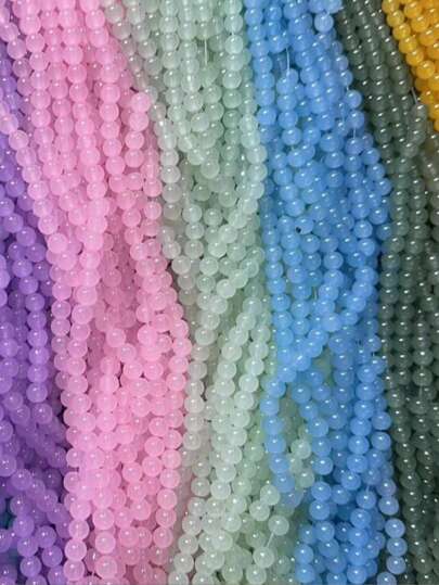 100pcs 8mm Colored Glass Beads, Jade-Like Glass Beads, For DIY Bracelet Jewelry Making