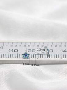 1pc Flower Shape Color Crystal Nose Piercing Jewelry Sterling Silver Nose Stud For Women 24G Nose Pin Ball End - View 4