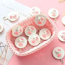 Sanrio 2pcs/Set Hello Kitty Cartoon Cute Wooden Strong Adhesive Wall Hook, Creative No-Drill Hooks For Keys, Towels, Bathroom & More Gifts Birthday Graduation