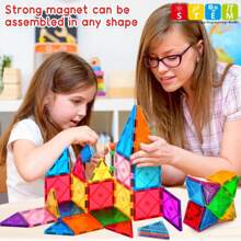 Azulejos magnéticos para niños, 34 piezas, bloques de construcción magnéticos, juguetes educativos de aprendizaje, construcción, STEM para niños y niñas de 3, 4, 5, 6 y 7 años, regalos de cumpleaños y Navidad