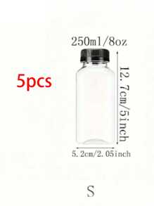 5pcs Plastic Juice Bottles With Caps, 8oz 12oz(250ml,350ml),Juice Containers With Lids For Fridge, Reusable Juicing Bottles, Smoothie Bottle, Empty Plastic Juice Bottles, Drink Containers With Lids, Empty Milk Bottles Plastic Smoothie Drink Bottles